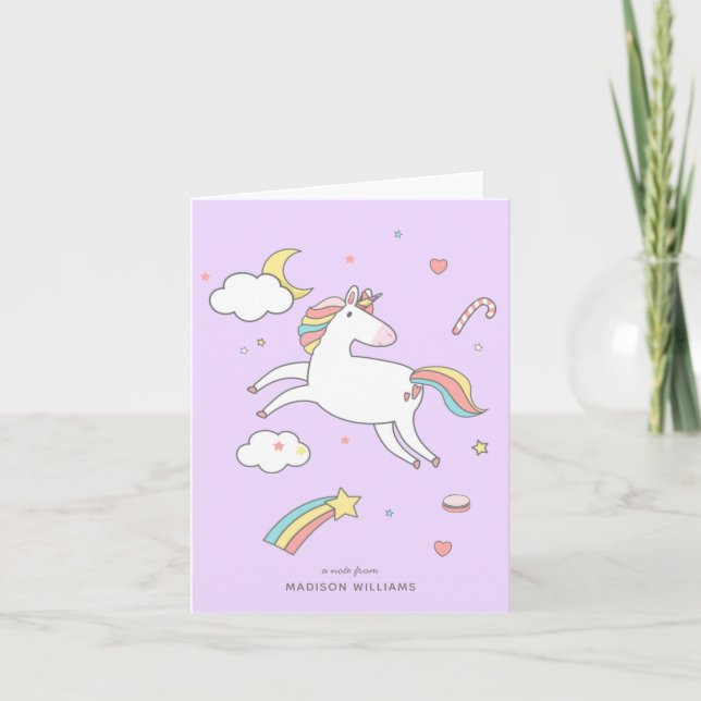 cute colorful unicorn note card (Front)
