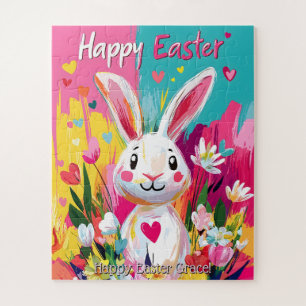 Cute Colorful Watercolor Easter Bunny Puzzle