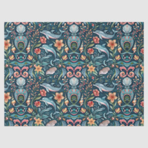 Cute Colorful Watercolor Floral Dolphins Decoupage Tissue Paper