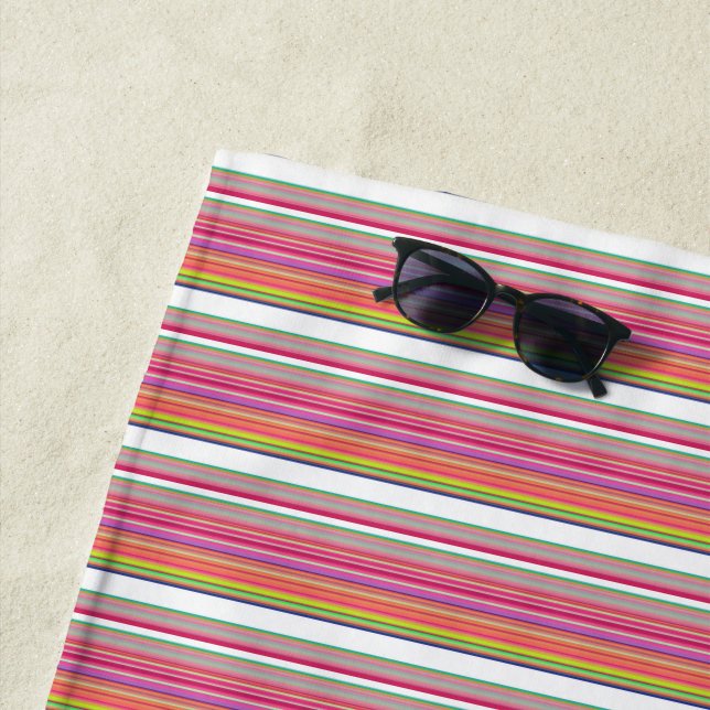 Cute colorful white stripes beach towel (In Situ)