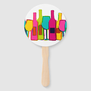 Cute colorful wine bottles pattern case for iPad a Hand Fan