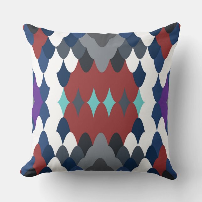 Cute colotful fish crust pattern throw pillow (Front)