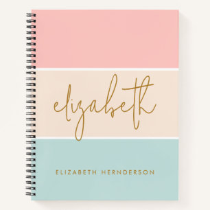 Cute Colour Block Pastel Pink Yellow Blue Stripe Notebook