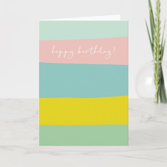 Cute Colour Block Stripes in Minty Pastels Card (Front)