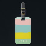 Cute Colour Block Stripes in Minty Pastels Luggage Tag<br><div class="desc">Cute,  bright and colourful! This simple pattern features colour blocked shapes in a trendy palette of candy pastels including mint green,  aqua,  pink,  and yellow. Personalized it with your name!</div>