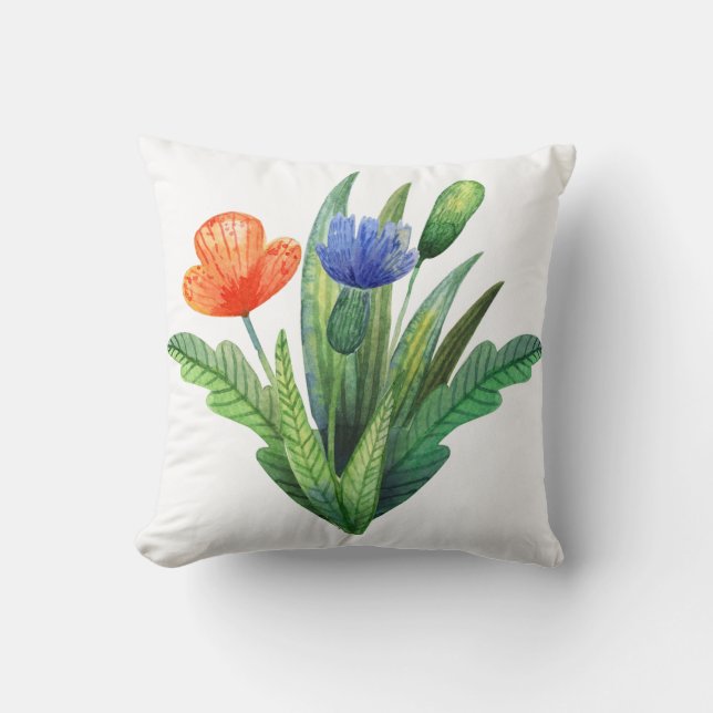 cute colour flowers leaves nature floral vine deco throw pillow (Front)