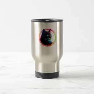 cute colour full cat design travel mug