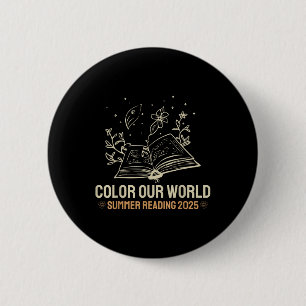 Cute Colour Our World Summer Reading 2025 Book Lov 2 Inch Round Button