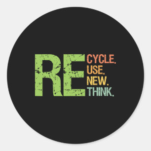 Cute Colour Recycle Reuse Renew Rethink Earth Day  Classic Round Sticker