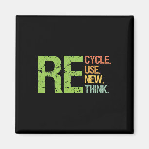 Cute Colour Recycle Reuse Renew Rethink Earth Day Magnet