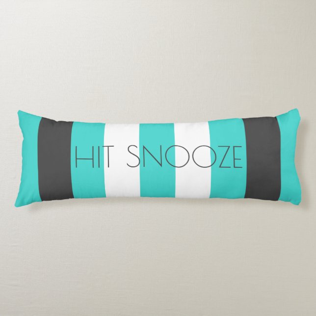 Cute Colour Striped Grey and Blue Pattern With Tex Body Pillow (Front)