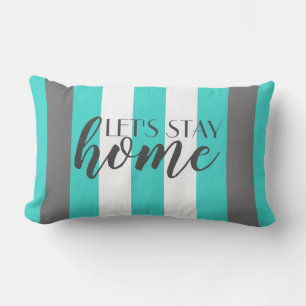 Cute Colour Striped Grey and Blue Pattern With Tex Lumbar Pillow