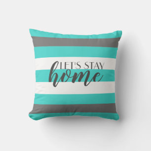 Cute Colour Striped Grey and Blue Pattern With Tex Throw Pillow