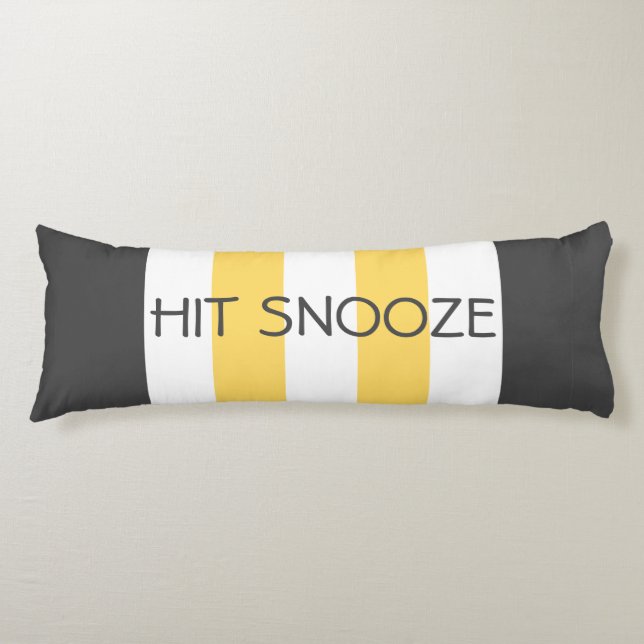 Cute Colour Striped Grey and Yellow With Text Body Pillow (Front)