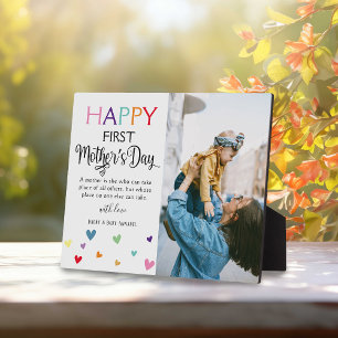 Cute Colourful 1st Mother's Day Photo Keepsake Plaque