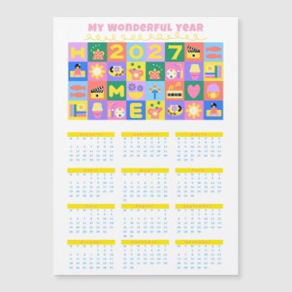 Cute Colourful 2027 Year at a Glance Calendar Post