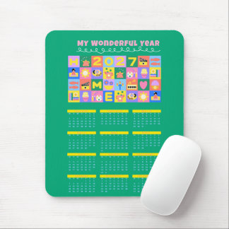 Cute Colourful 2027 Year at a Glance Calendar Post Mouse Pad