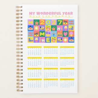 Cute Colourful 2027 Year at a Glance Calendar Post Planner