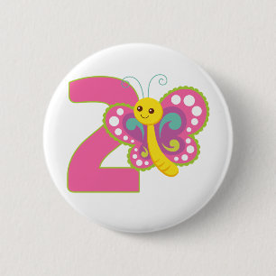 Cute Colourful #2 Butterfly 2 Inch Round Button