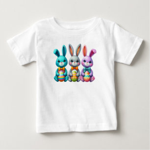 Cute, colourful 3 Easter bunny Baby T-Shirt