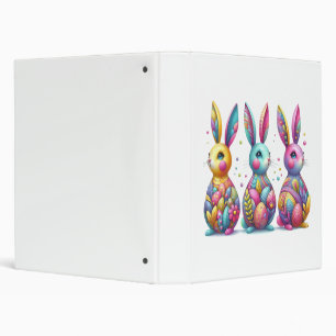 Cute, colourful 3 Easter bunny Binder