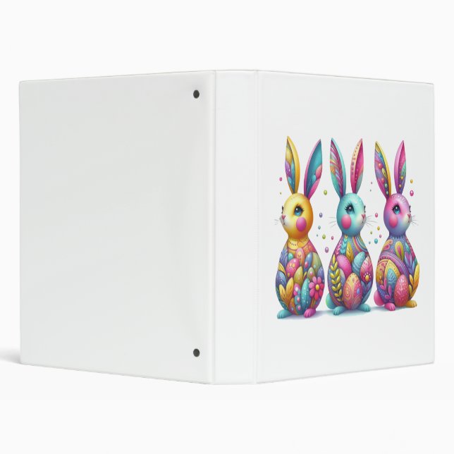 Cute, colourful 3 Easter bunny Binder (Background)
