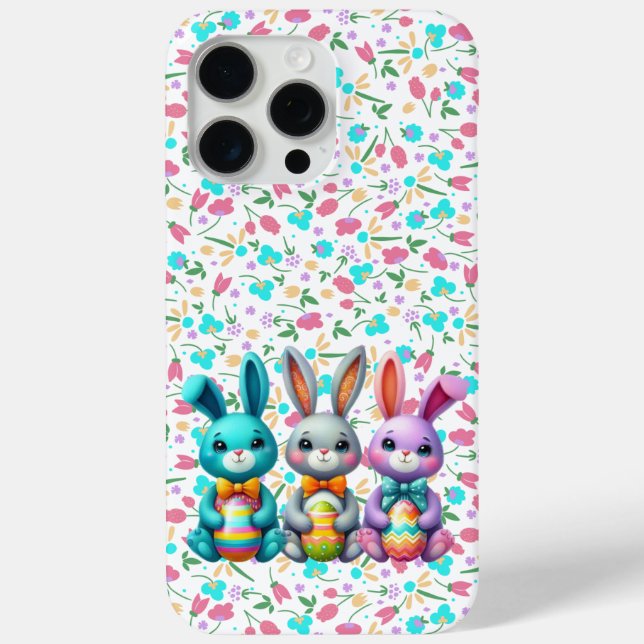 Cute, colourful 3 Easter bunny Case-Mate iPhone Case (Back)
