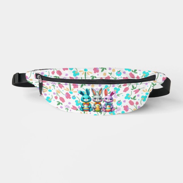 Cute, colourful 3 Easter bunny Fanny Pack (Front)