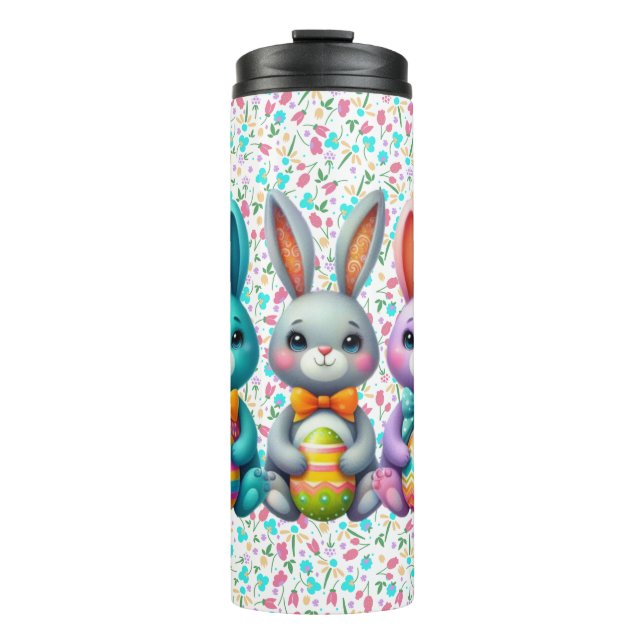 Cute, colourful 3 Easter bunny Thermal Tumbler (Front)