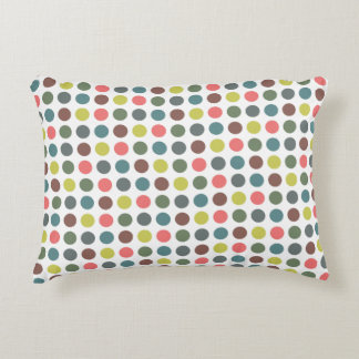 Cute colourful 70s pattern with polka dots accent pillow