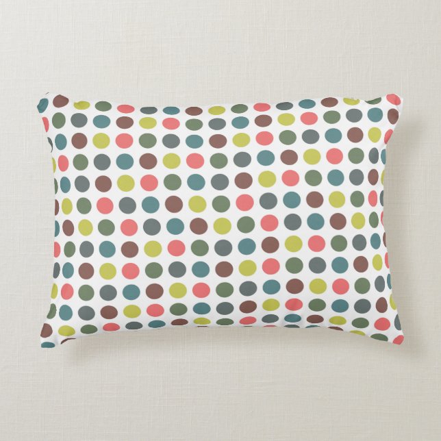 Cute colourful 70s pattern with polka dots accent pillow (Front)
