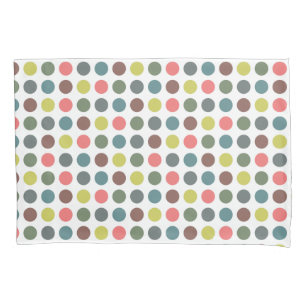 Cute colourful 70s pattern with polka dots pillowcase
