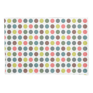 Cute colourful 70s pattern with polka dots pillowcase