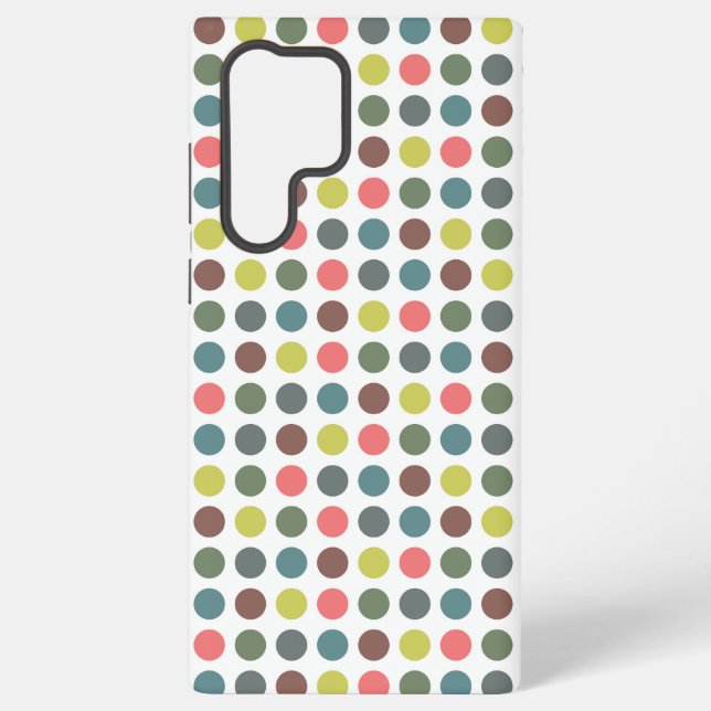 Cute colourful 70s pattern with polka dots samsung galaxy s22 ultra case (Back)