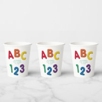 Cute colourful ABC 123 neutral baby shower