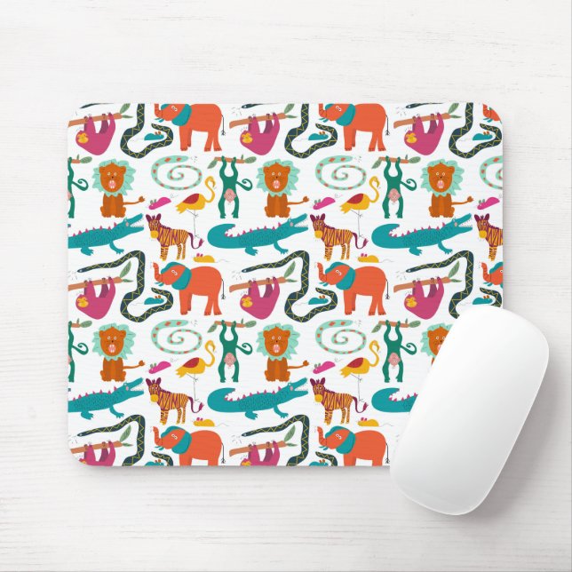 Cute Colourful Abstract Animals Kids Pattern Mouse Pad (With Mouse)