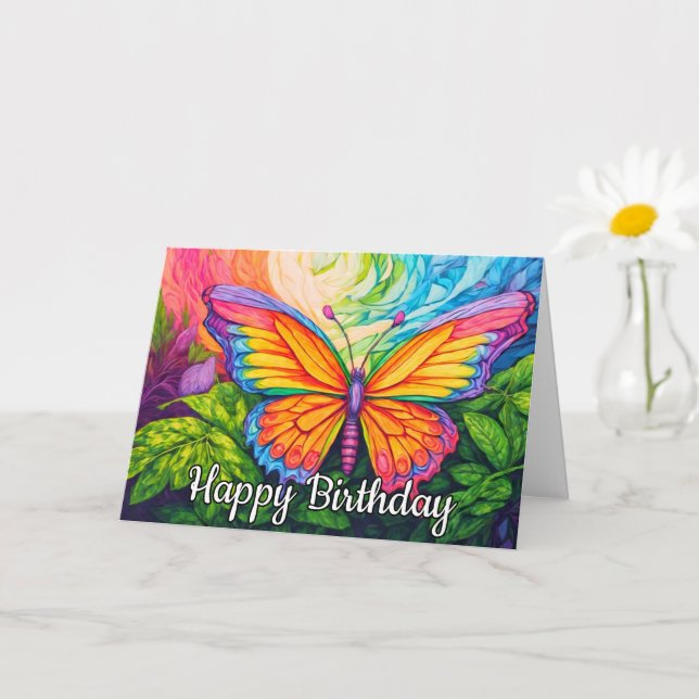 Cute Colourful Abstract Butterfly Drawing Card (Small Plant)