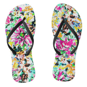 Cute colourful abstract floral flip flops
