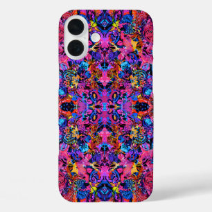 Cute colourful abstract floral patterns iPhone 16 plus case