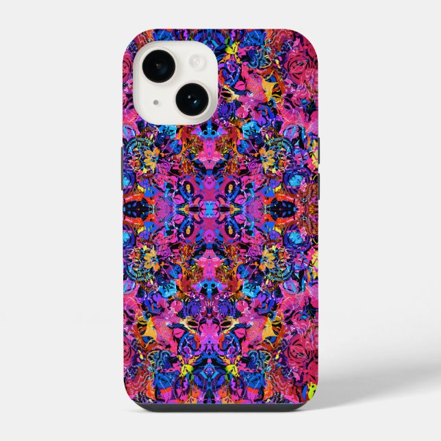 Cute colourful abstract floral patterns iPhone case (Back)