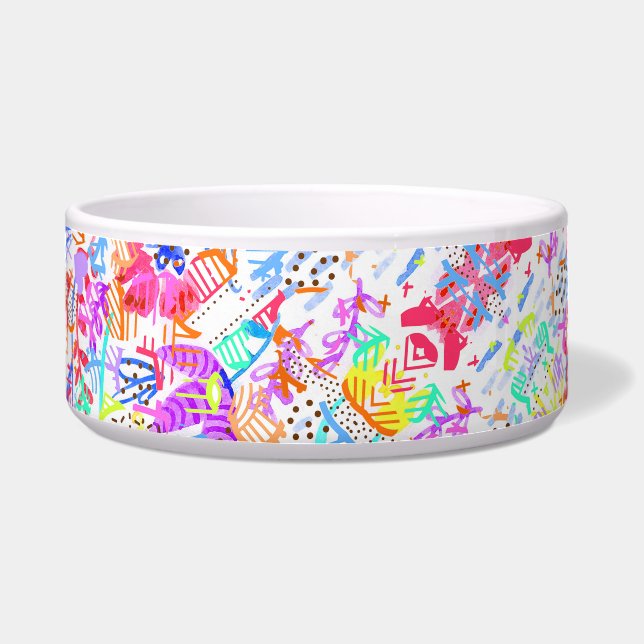 Cute colourful abstract flowers patterns bowl (Front)
