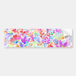 Cute colourful abstract flowers patterns bumper sticker