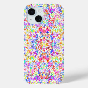 Cute colourful abstract flowers patterns iPhone 15 case