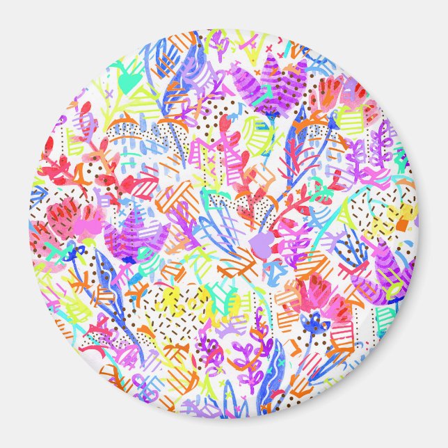 Cute colourful abstract flowers patterns magnet (Front)