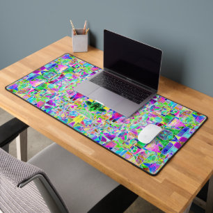Cute colourful abstract geometric fragments design desk mat
