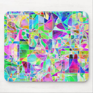 Cute colourful abstract geometric fragments design mouse pad