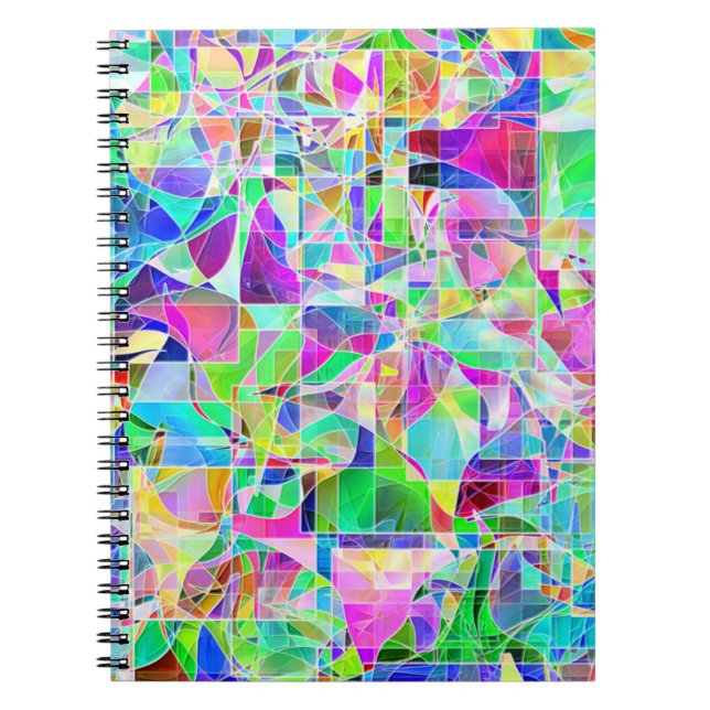 Cute colourful abstract geometric fragments design notebook (Front)