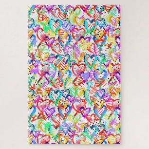 Cute colourful abstract hearts patterns jigsaw puzzle