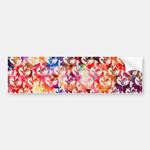 Cute colourful abstract leaves patterns bumper sticker