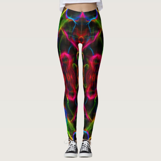 Cute colourful abstract lines  leggings (Front)